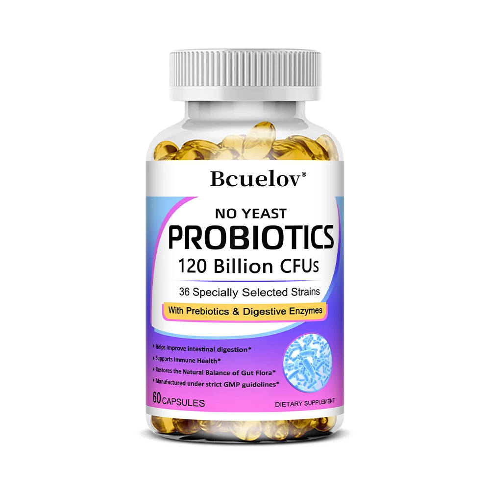 Probiotics 120 Billion CFU – 36 Strains with Prebiotics & Enzymes for Digestion & Immunity