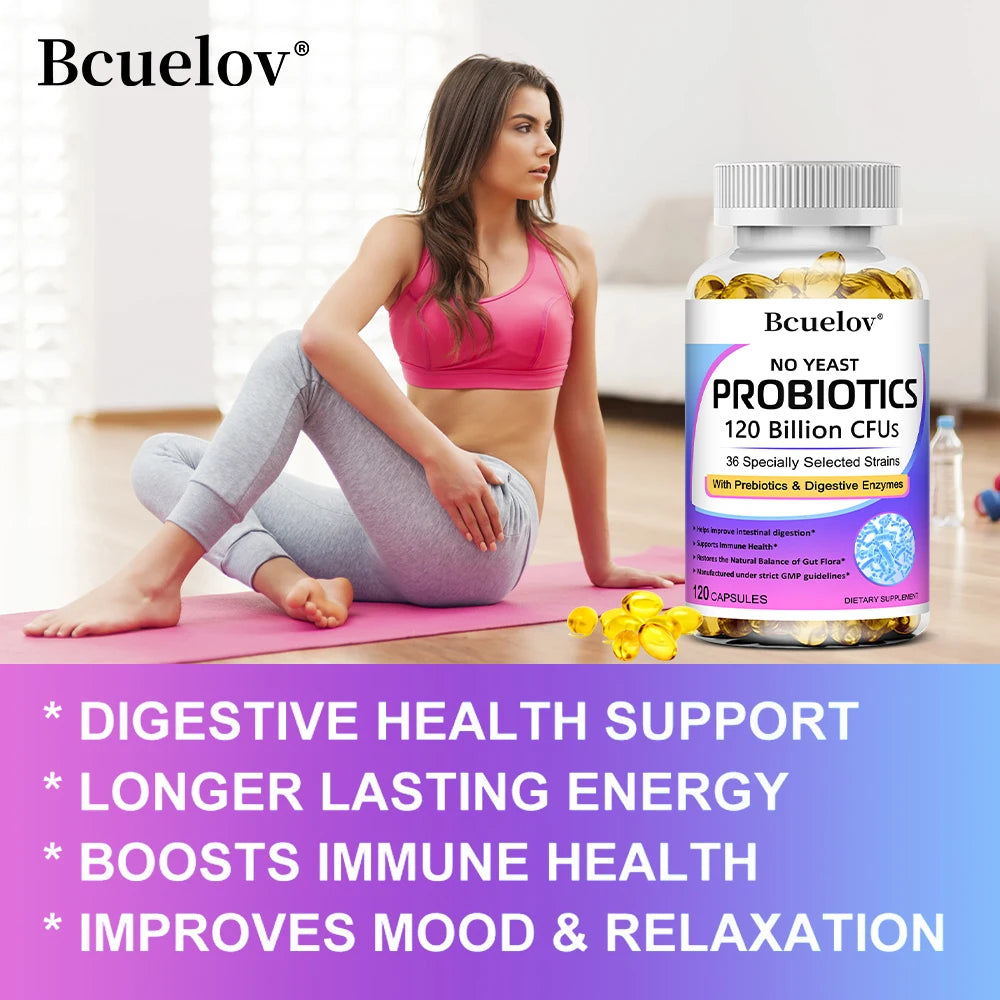 Probiotics 120 Billion CFU – 36 Strains with Prebiotics & Enzymes for Digestion & Immunity
