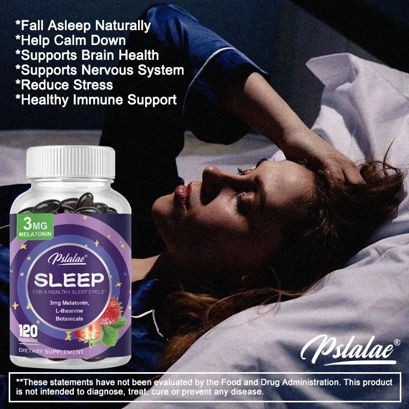 Melatonin 3 mg + L-Theanine Capsules – Sleep Support for Calm Mind & Restful Nights