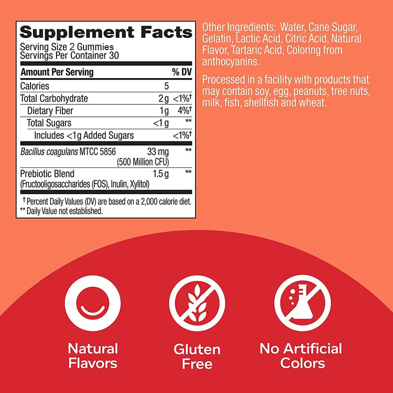 Advanced Gut Health Gummies – Probiotic + Prebiotic for Digestion Support