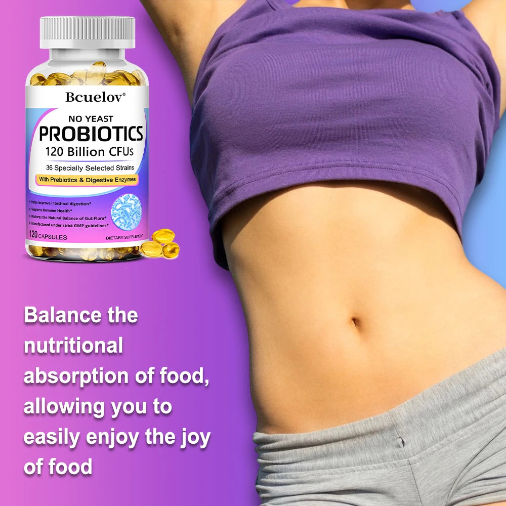 Probiotics 120 Billion CFU – 36 Strains with Prebiotics & Enzymes for Digestion & Immunity
