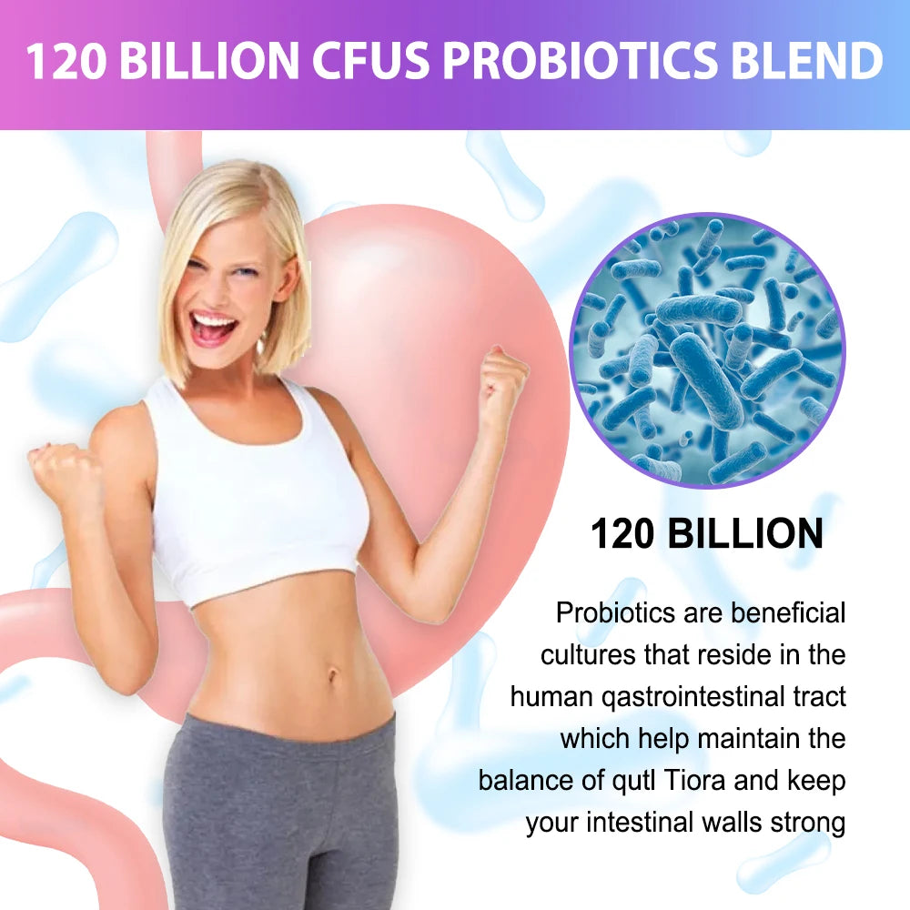 Probiotics 120 Billion CFU – 36 Strains with Prebiotics & Enzymes for Digestion & Immunity