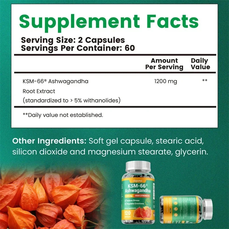 KSM-66 Ashwagandha Capsules – Relieve Stress, Improve Mood & Support Focus