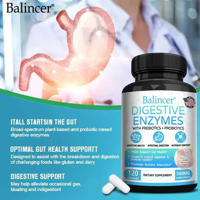 Digestive Enzyme + Probiotic & Prebiotic – Gut Health & Immune Support