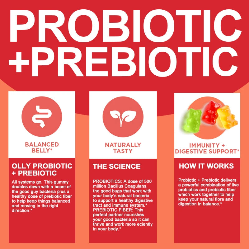 Advanced Gut Health Gummies – Probiotic + Prebiotic for Digestion Support