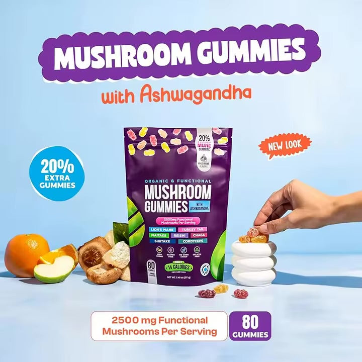 Super Mushroom Complex Gummies W/ Ashwagandha – Immunity & Cardiovascular Support
