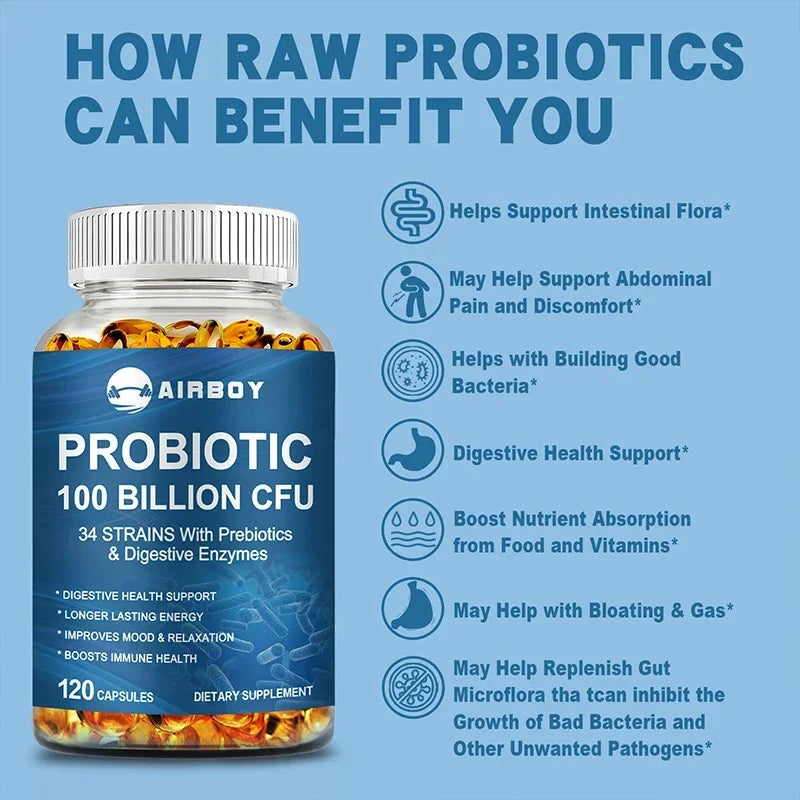 Probiotics 100 Billion CFU – Gut Health, Bloating Relief & Mood Support