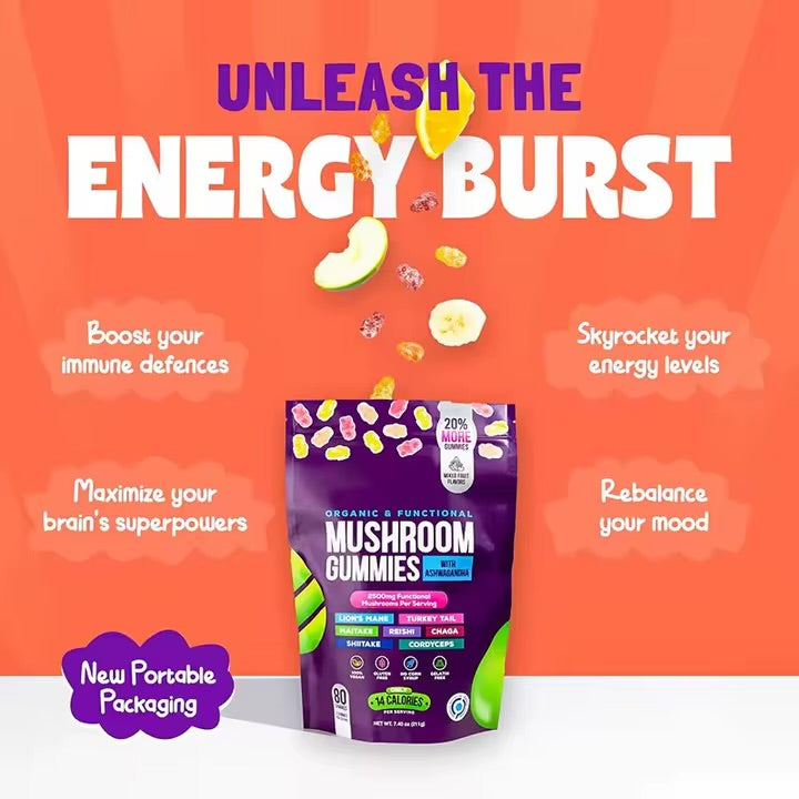 Super Mushroom Complex Gummies W/ Ashwagandha – Immunity & Cardiovascular Support