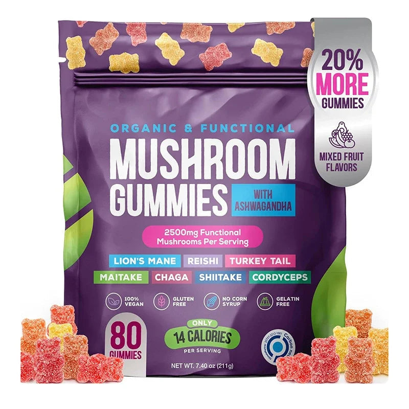 Super Mushroom Complex Gummies W/ Ashwagandha – Immunity & Cardiovascular Support